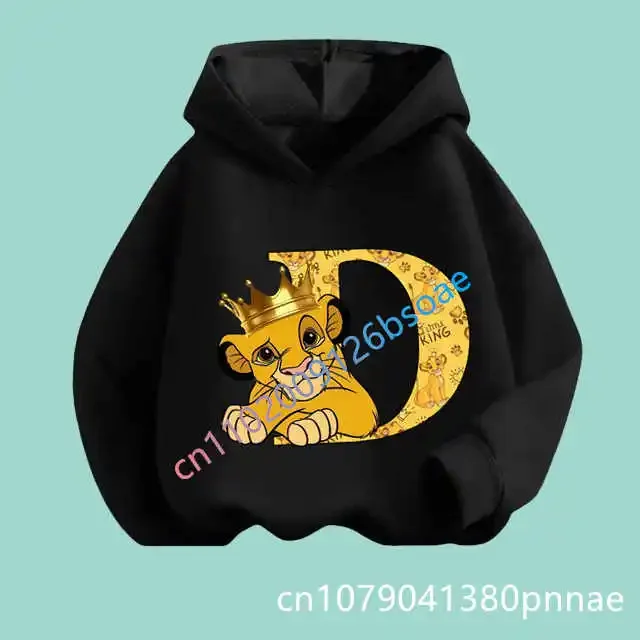 

Animal King Graphic the Lion Simba Letter A-Z Hoodie Boys Girls Printed Sweatshirt Children Top Long-sleeve Clothes Kids Cartoon