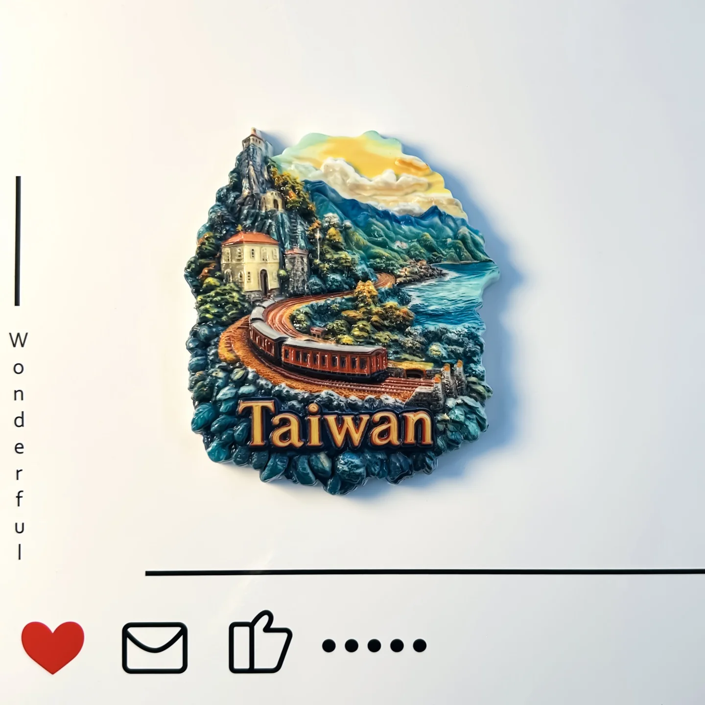 China, Taiwan, Alishan Forest Railway, tourist souvenirs, red trains, creative magnet refrigerator stickers