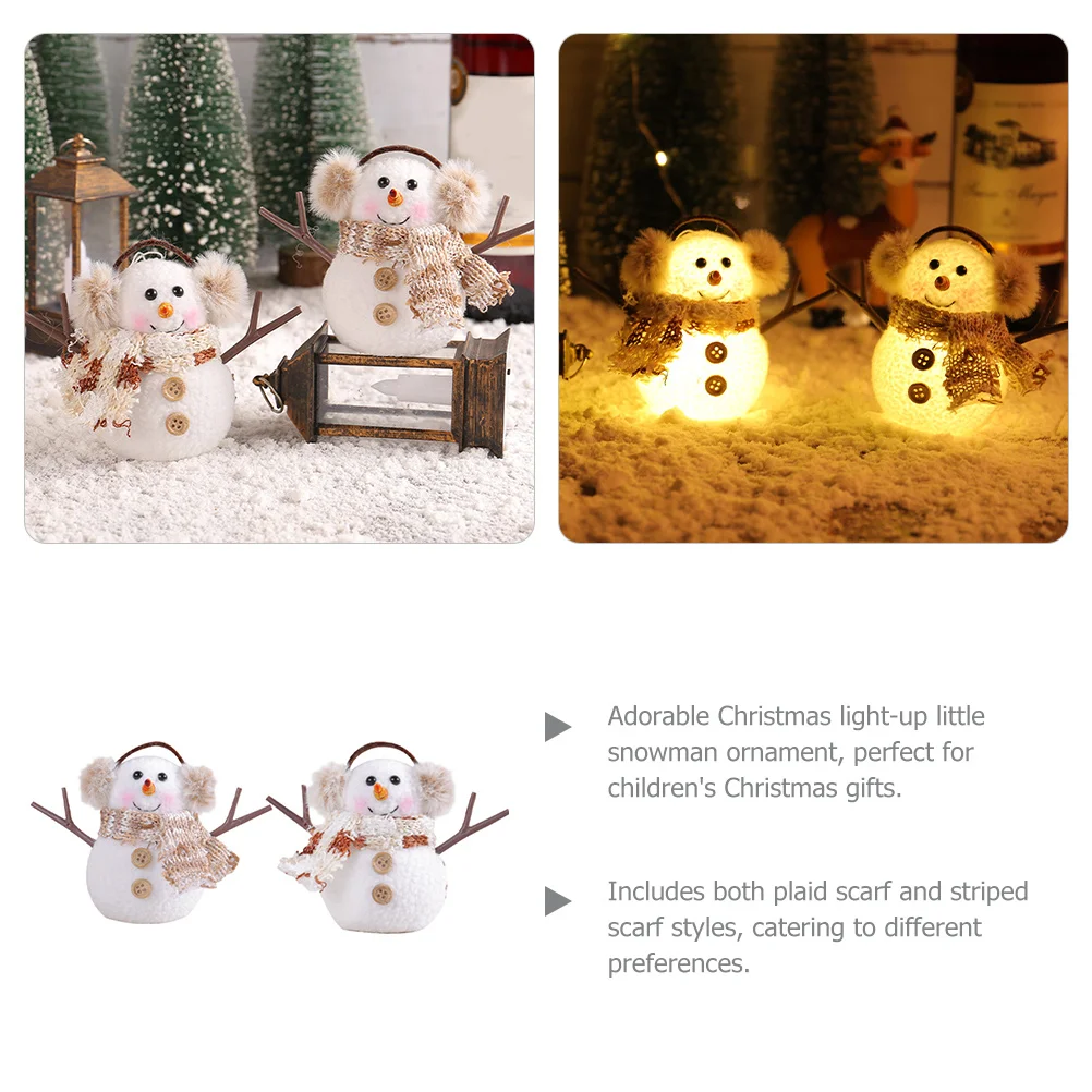

2pcs Glow Christmas Snowman Hanging Decoration Luminous Xmas Tree Pendant Festive Ornament For Home Office Mall Party Decor