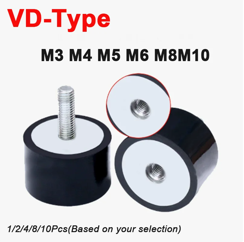 1/2/4Pcs VD Rubber Anti Vibration Mount One External Thread One Internal Thread Silentblock Shock Absorber Damper M3 M4M5M6M8M10