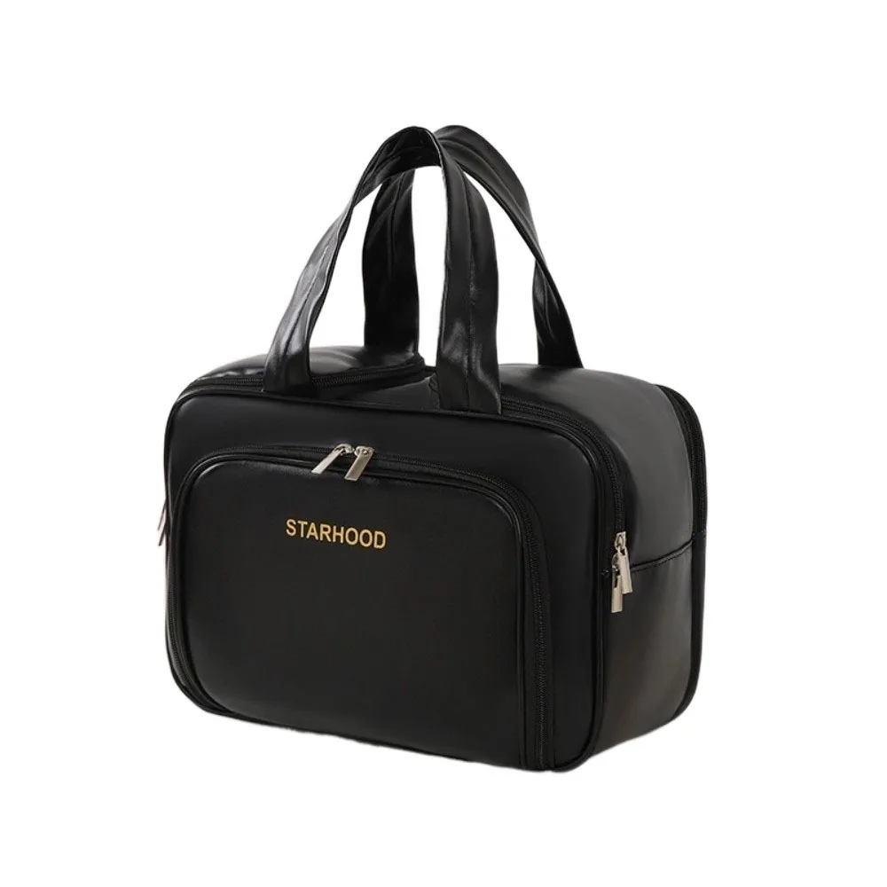 Large Capacity Travel Toiletry Bag Lightweight Wide-open Travel Storage Case Multiple Compartments PU Makeup Organizer Bathroom