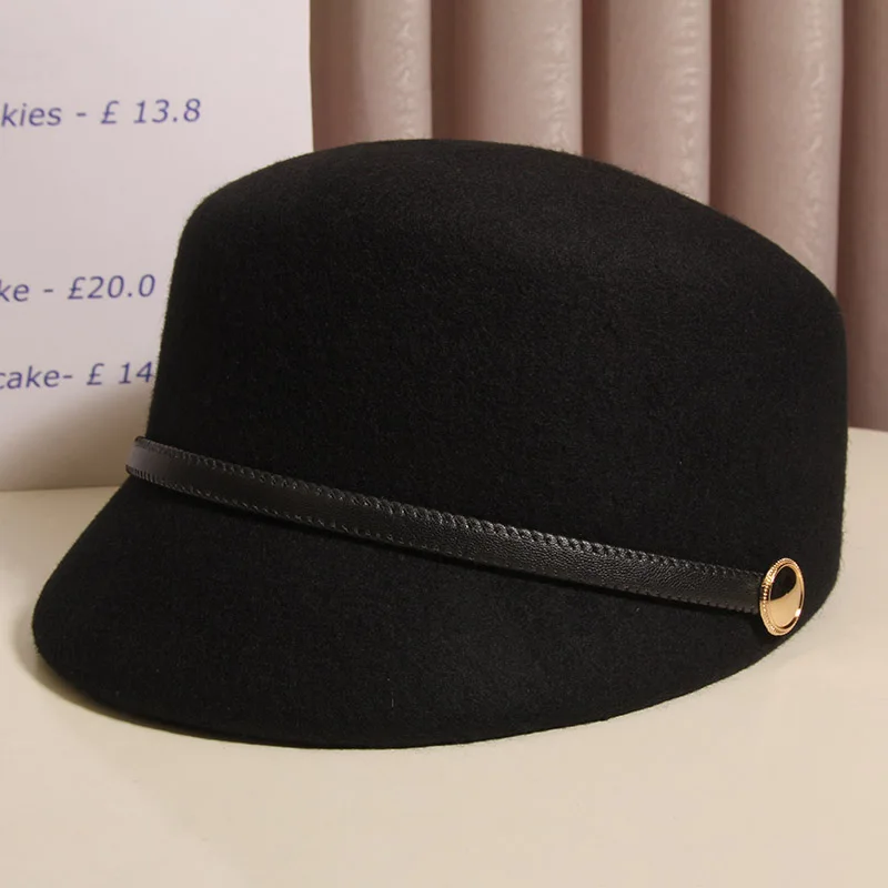 

Женская осенне-зимняя шерстяная шапка-тамс в винтажном британском стиле, конная шляпа, берет, визуально стройнящий лицо, универсальный подарок