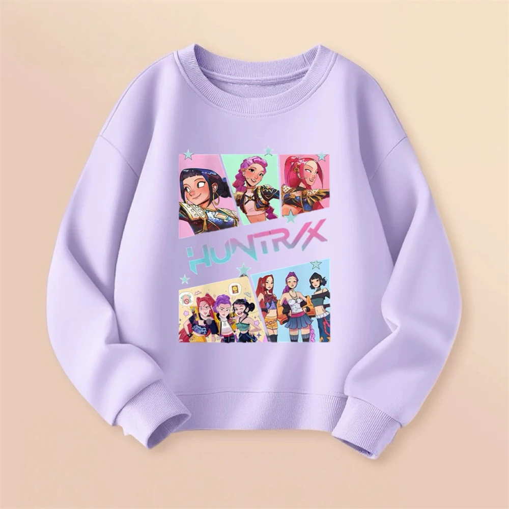 

Printing Sweatshirts Children's Tops Popular Clothes Casual Loose Crewneck All-match Pullovers New Design Purple Long Sleeve