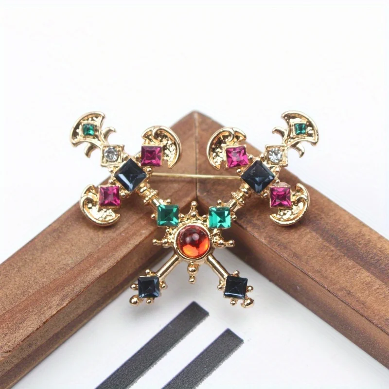 Vintage Court Baroque Cross Brooch Medieval Party Brooch Women Accessories Gift image 6