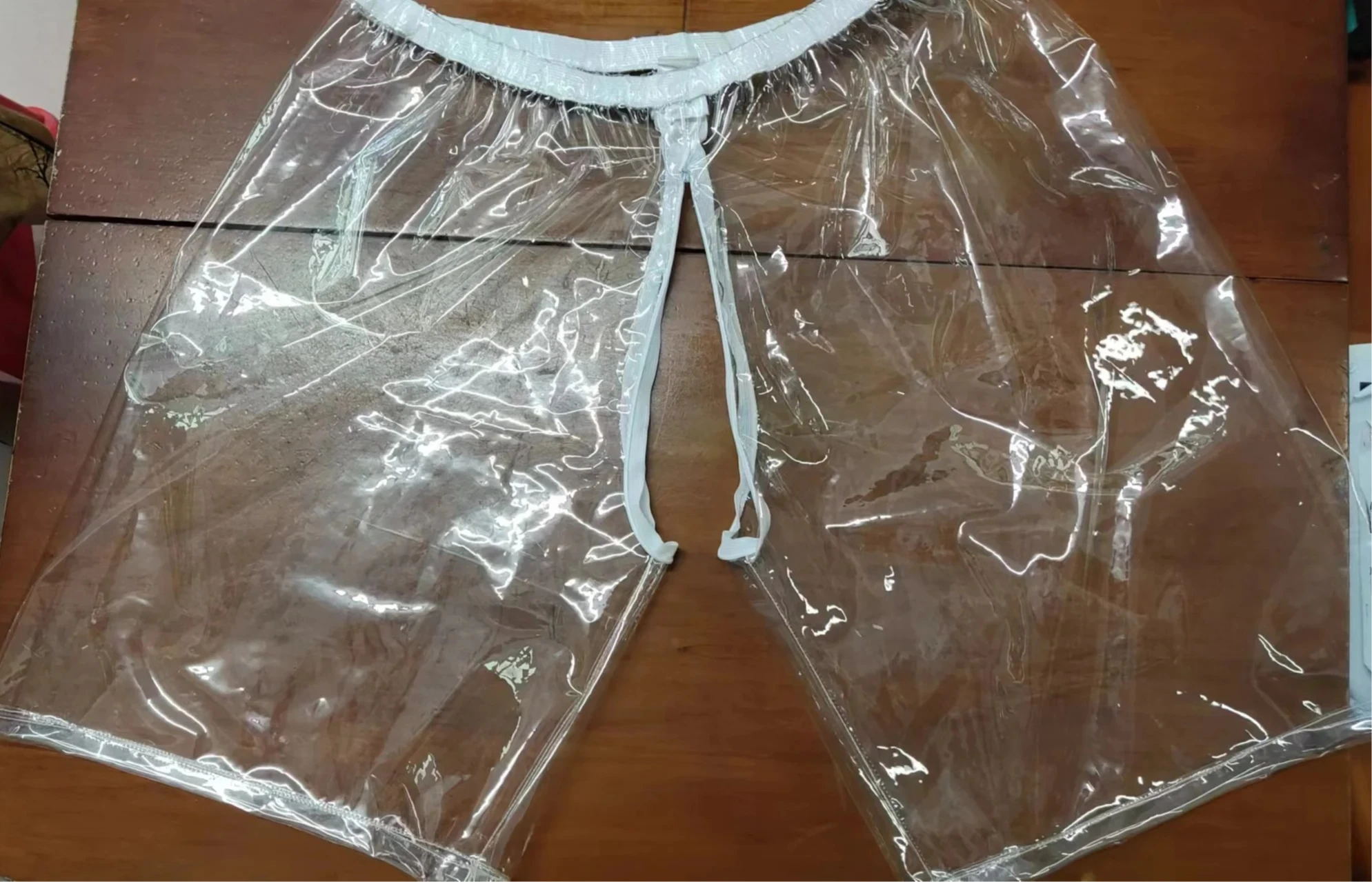 Masculino e feminino pvc macio silencioso sexy zíper calças de praia boxers de plástico perspectiva shorts de verão calças abertas transparentes