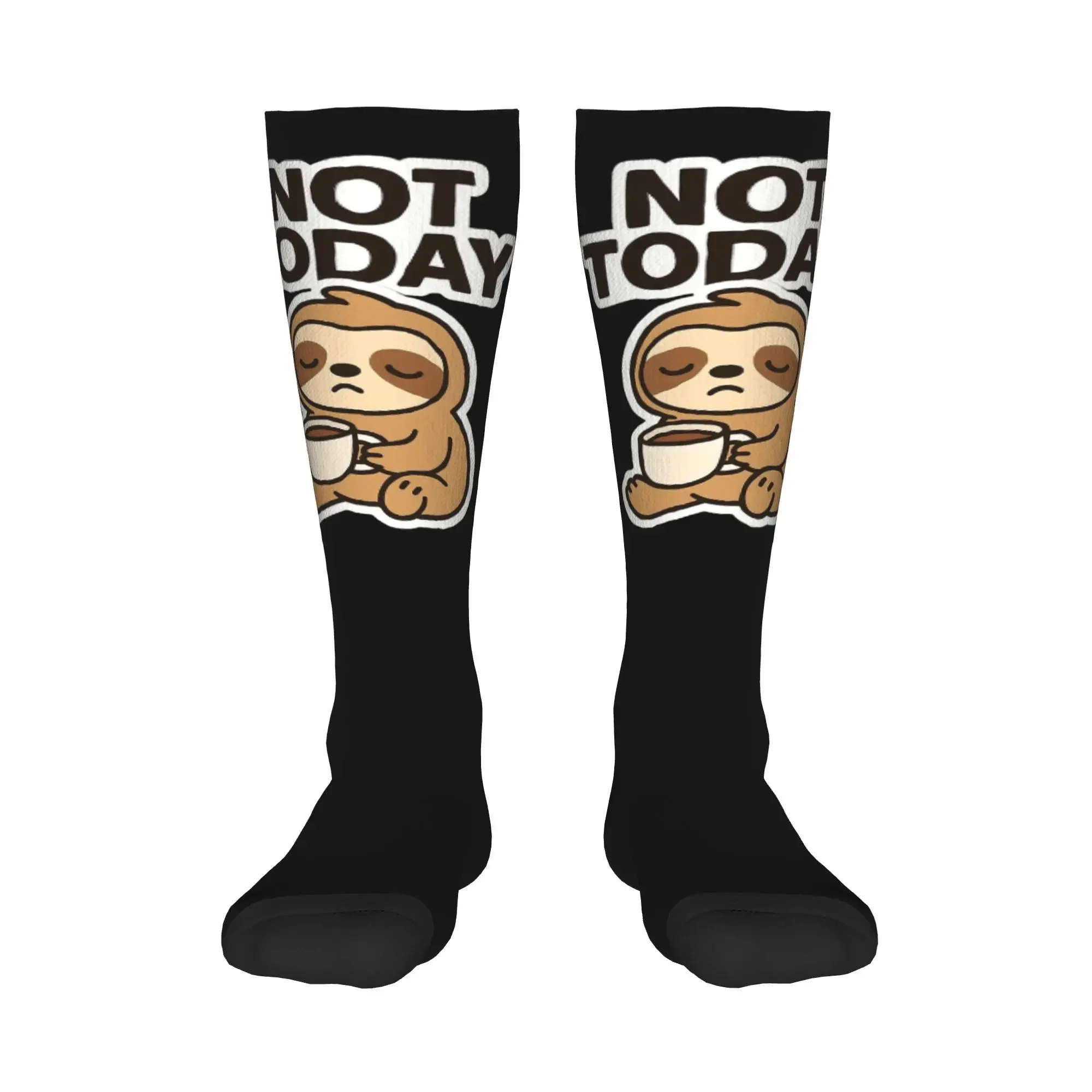 

Funny Sloth Coffee Mood Not Today Color Blocked Long Socks (3D Printed Version) socks