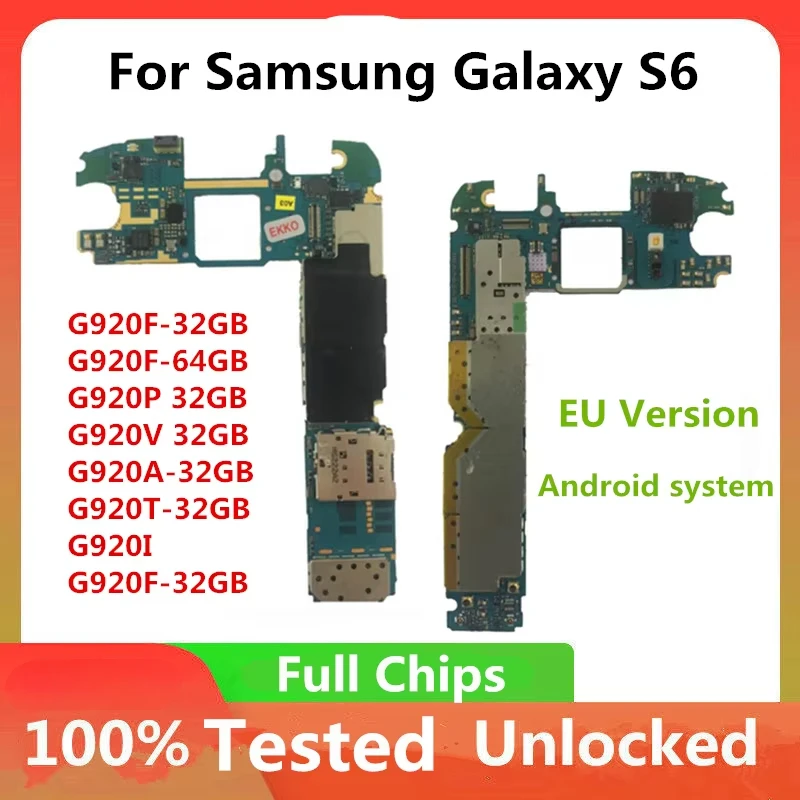 Unlocked For Samsung Galaxy S6 G920F Motherboard 32GB Full Tested Mainboard Full Chips IMEI Android System Logic Board