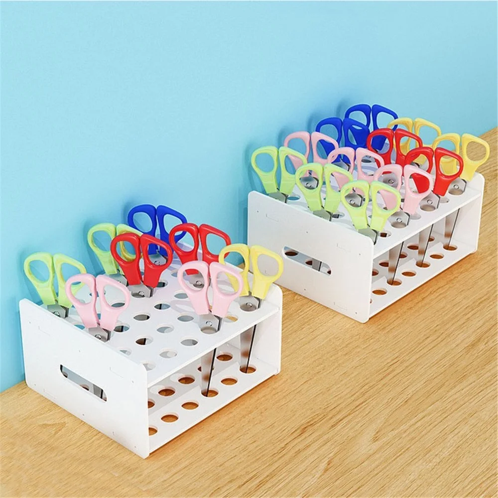 1pc Plastic Desktop  Multi-Slot Holder,Used For Scissors & Art Supplies, Test Tubes Storage- Office & Classroom Desk Accessory