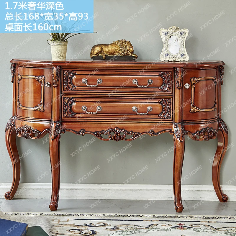 X-S All solid wood  entrance cabinet semi-round with drawers villa oversized and thin 1 meter HG