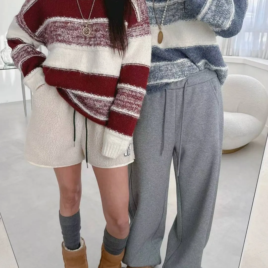 Korean Style Loose Fit Striped Knit Sweater Women's Overhead Shoulder Drop Soft Cozy Knitted Top Fashion Casual Winter Wear