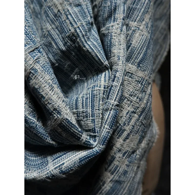 Three-dimensional Open-stitch Jacquard Texture Pattern Washed Denim Diy Designer Fabric/half Yard Price