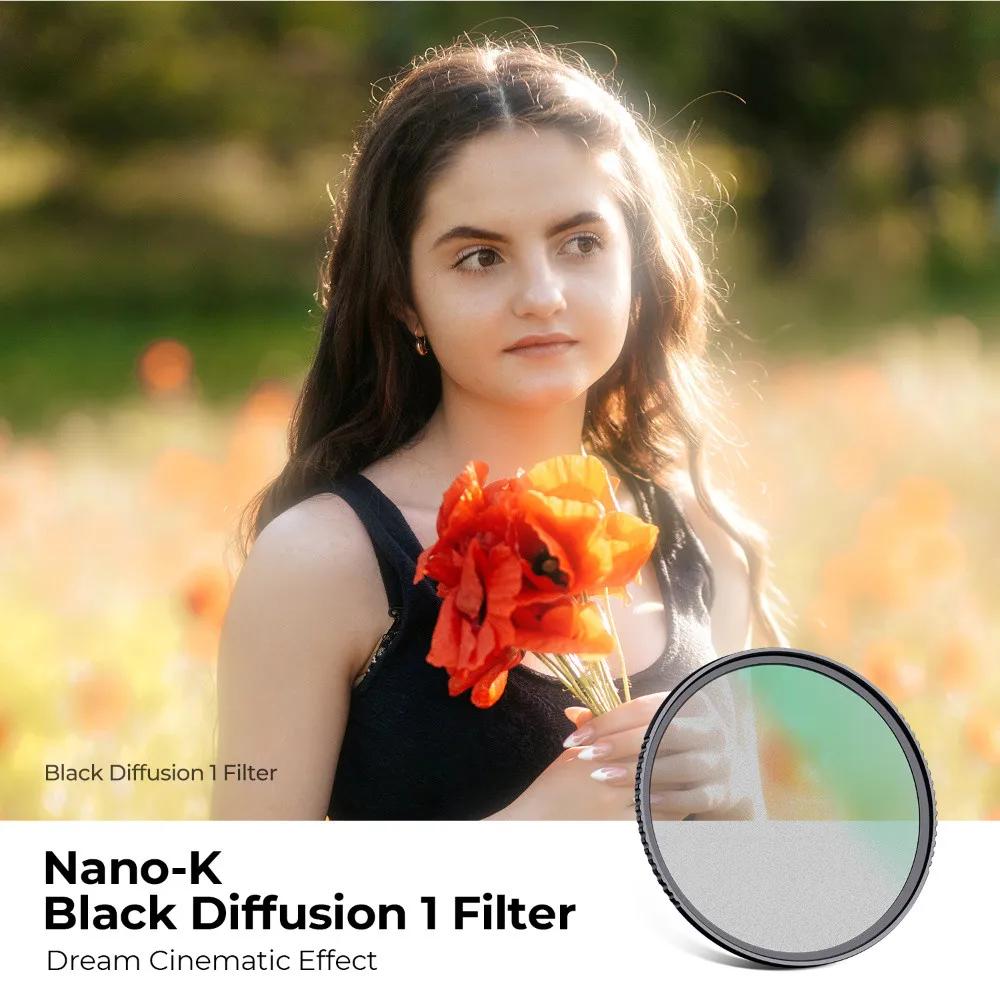 K&F Concept Nano-K Series 67mm 72mm 77mm 82mm Black Diffusion 1 Filter Mist Cinematic Effect Filter with 18 Multi-Layer Coatin