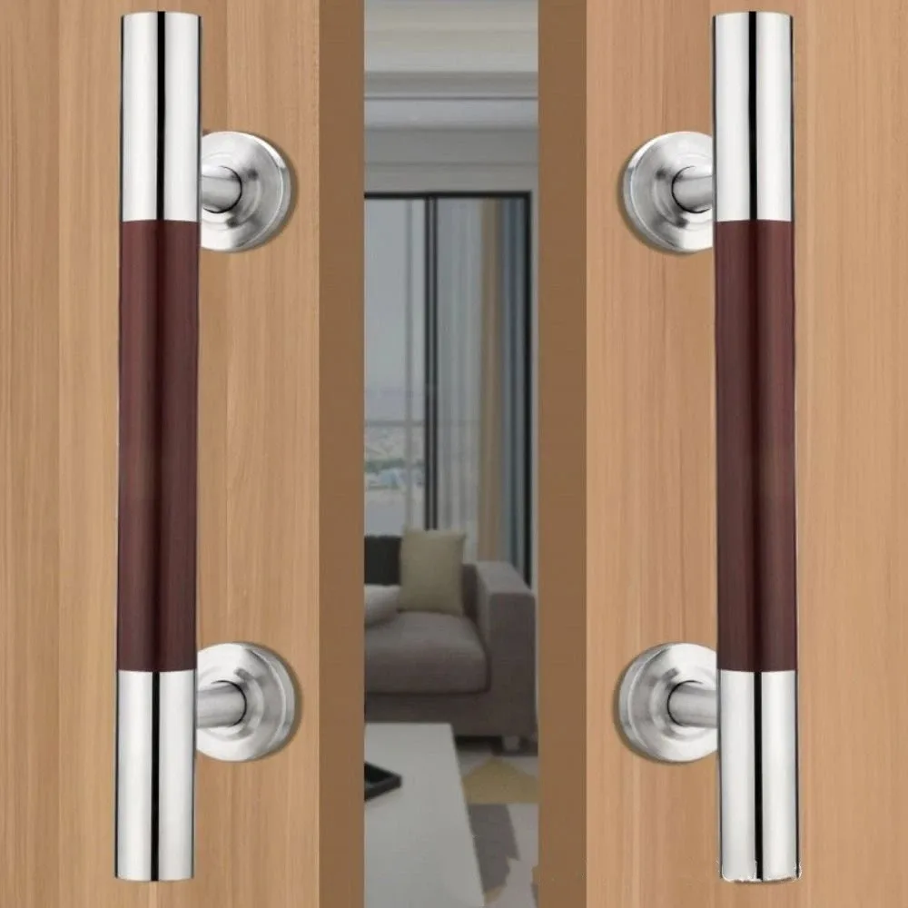 Stainless Steel Door Knob Wood Grain Brushed Surface Surface Mount Handle Surface Mount Red Wood Color Cabinet Closet Handle