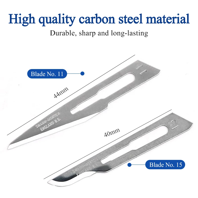 ใบมีดศัลยกรรมตาสองชั้นแบบใช้แล้วทิ้งสแตนเลสเบอร์ 11 และเบอร์ 15 เครื่องมือซ่อมแซมฟิล์มโทรศัพท์มือถือ