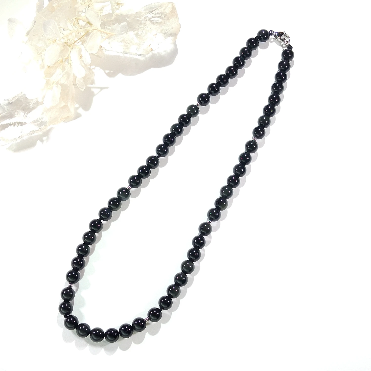 Lii Ji Rainbow Obdisian 8mm/10mm  Stainless Steel Necklace 50/55cm Trendy Bohe Necklace For Male