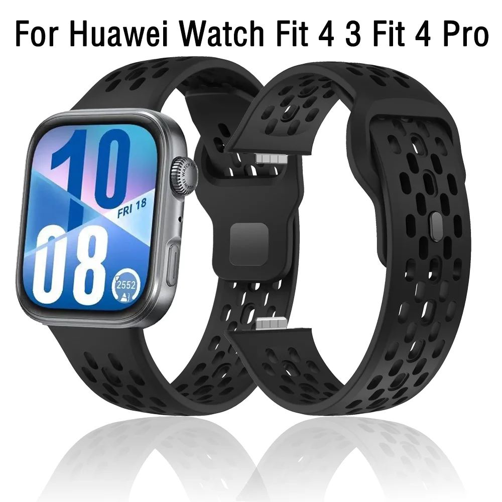 سوار من السيليكون لساعة Huawei Watch Fit 4 3 سوار معصم رياضي قابل للتنفس لساعة Huawei Watch Fit 4 Pro Strap Correa Accessories