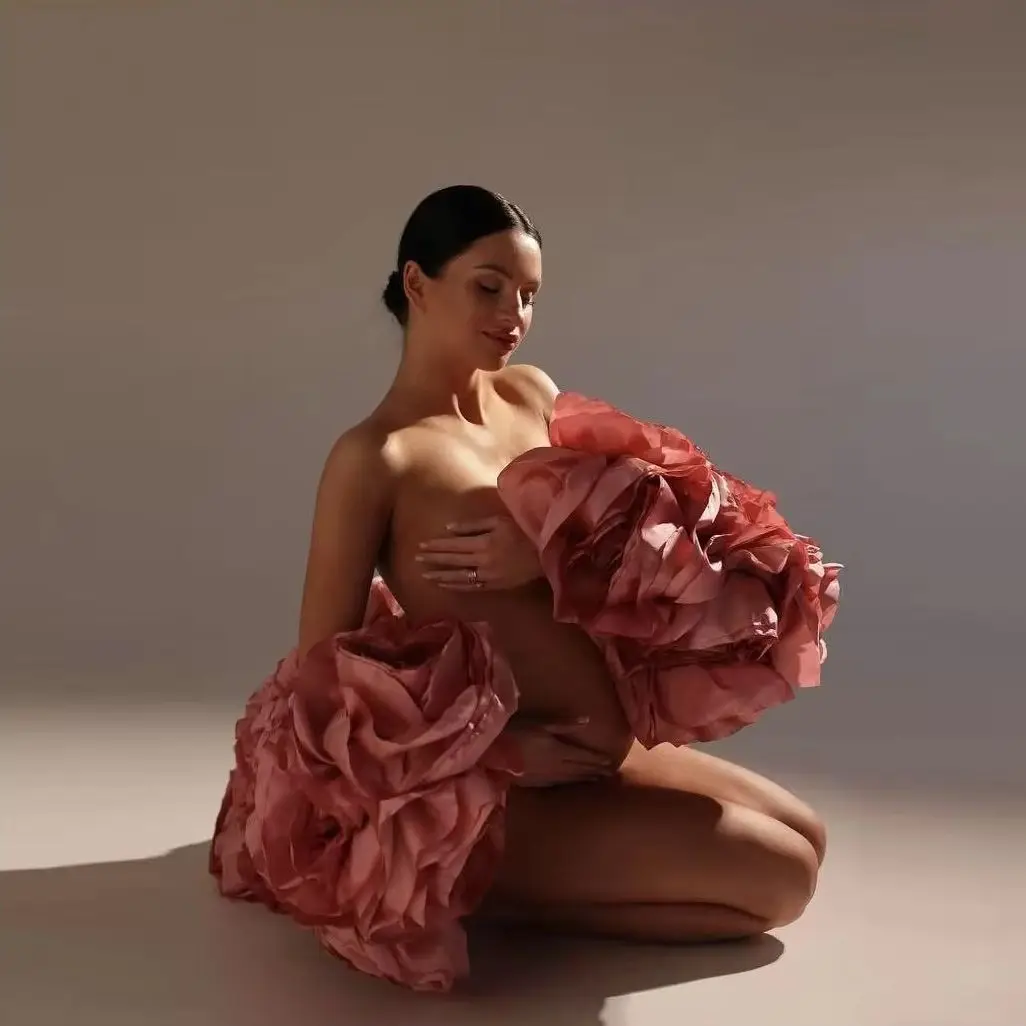 Roze Rose Bloemen Oversized Sjaal Volledige Bloemen Vrouwen Cape Custom Bridal Wraps Vrouwen Fotoshoot Moederschap Tops Jas