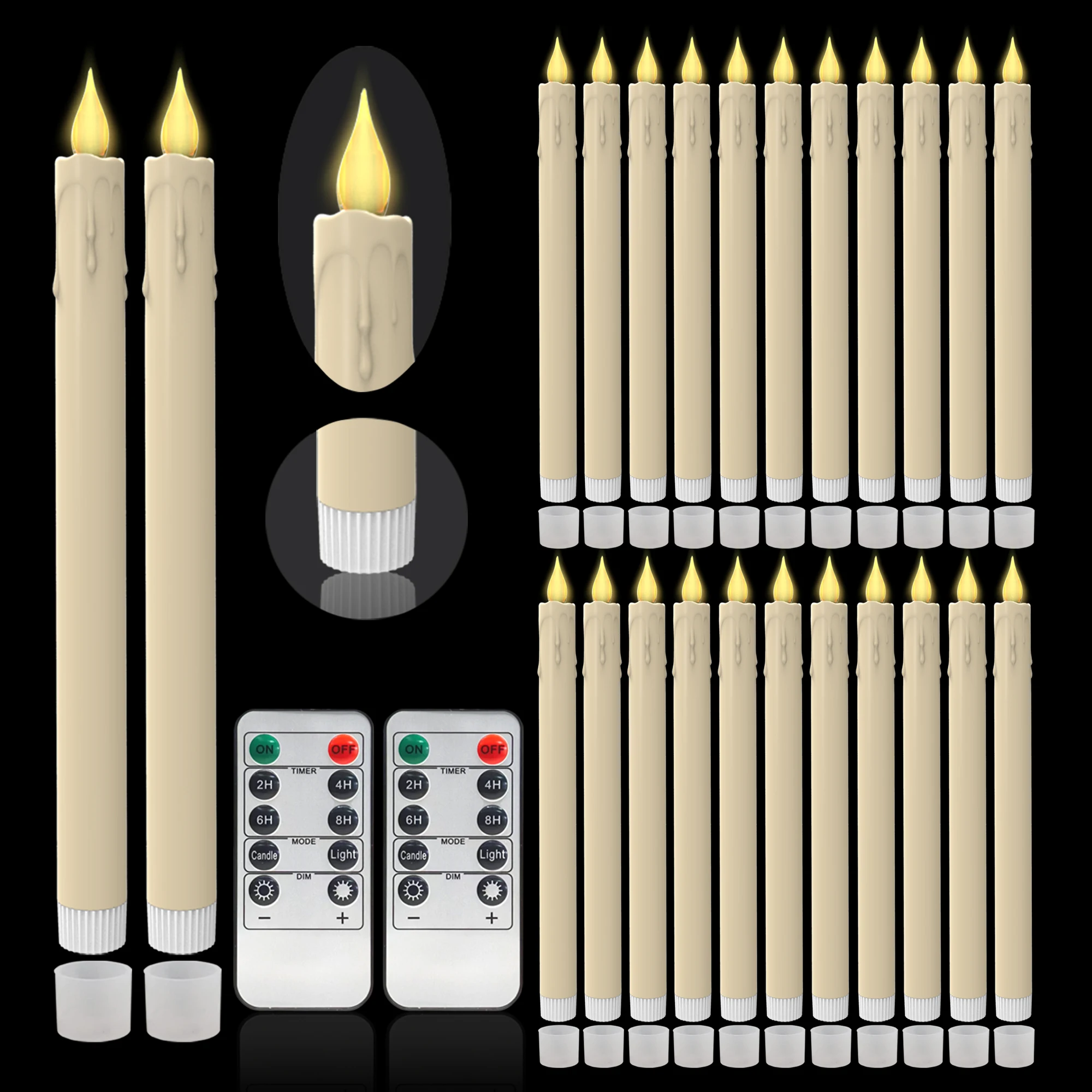 6pcs Flickering LED Candles Flameless Taper Candle Battery Operated Candle Dinner Candle Light for Wedding Centerpiece Decor