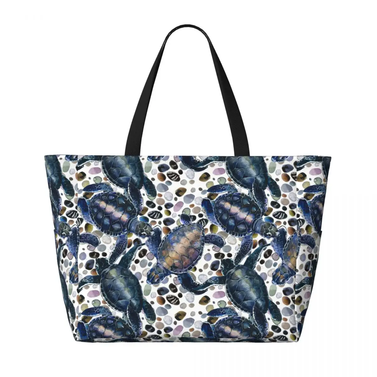 Custom Funny Sea Turtles Beach Tote Bag Women Extra Large Gym Carry On Watercolor Sea Animal Travel Shopping Bags