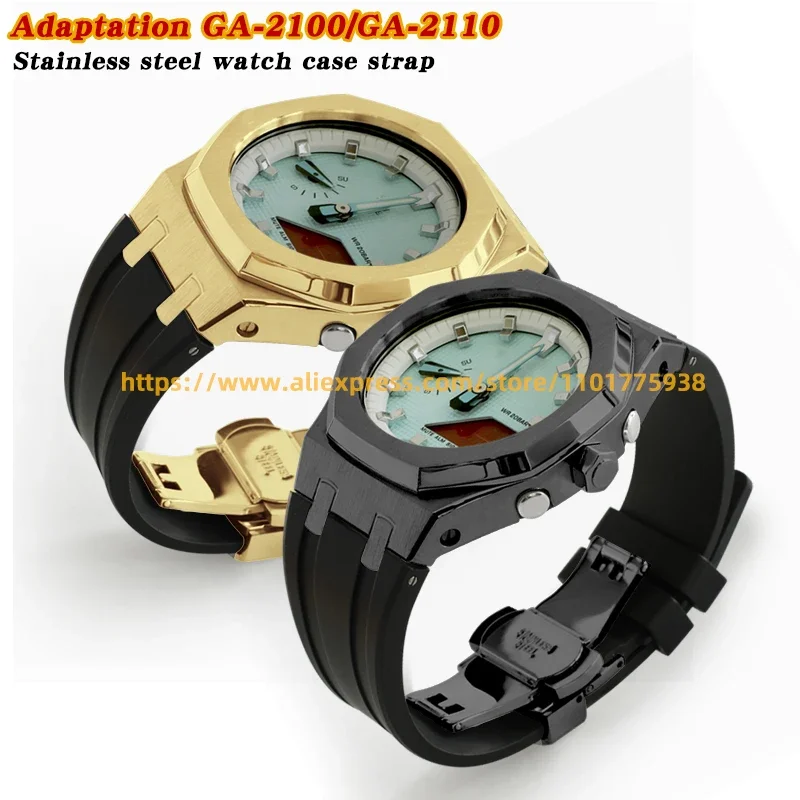 

New GA-2100 Modification Kit Stainless Steel Case Strap for Casioak GA-2110 Ga-b2100 Metal Bezel Rubber Watch Band Replacement