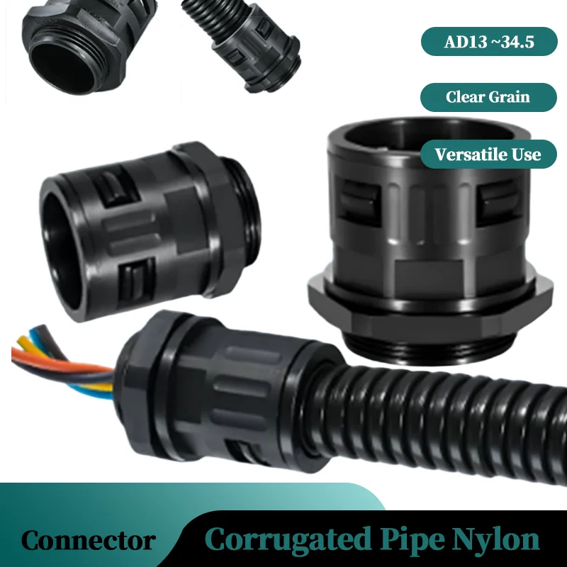 

1~20pcs Nylon Corrugated Tube Connectors Pipe Joint AD13 15.8 18.5 21.2 25 28.5 34.5 Plastic Conduit Gland End Fittings Pipe