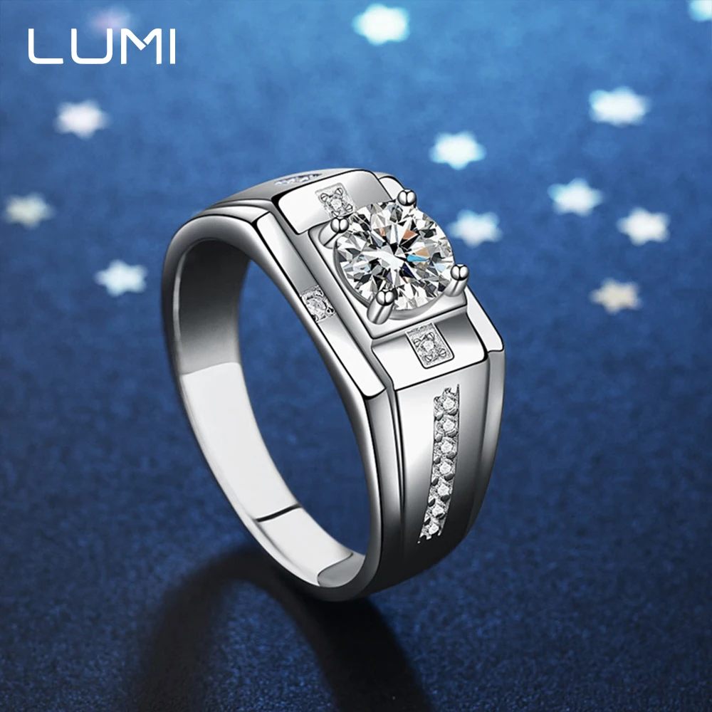 

LUMI 1 карат D Цвет Рыцарское кольцо с муассанитом для мужчин - Серебряное средневековое кольцо 925 пробы, ювелирные изделия в стиле крестоносцев, смелый подарок для него