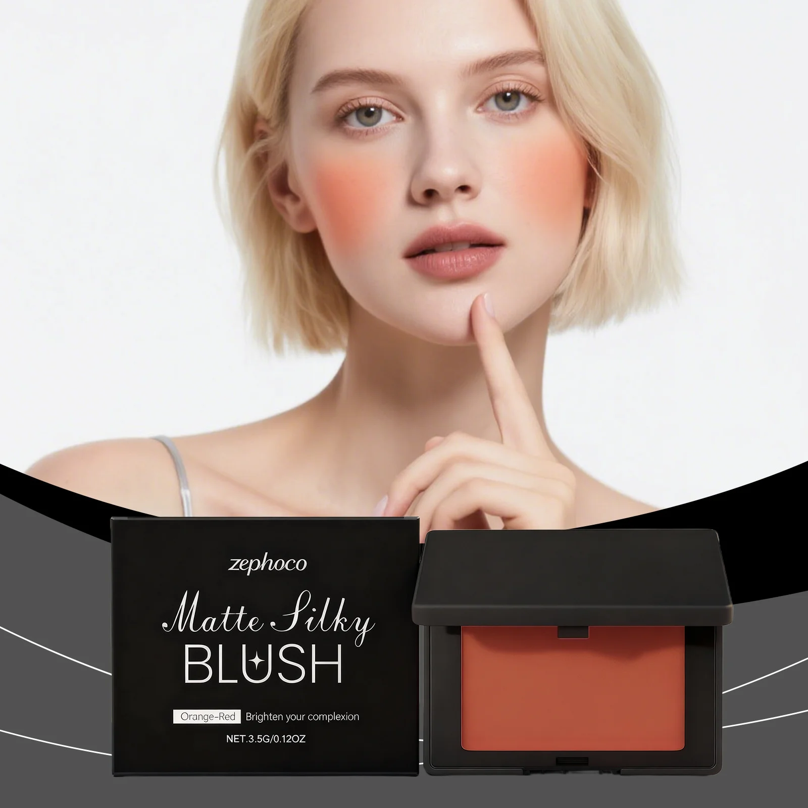 Palette di fard opachi Evidenziatore espandibile rosa pesca Durata Nuda Bassa saturazione Illumina il fard in polvere per trucco professionale