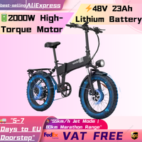 2024 New H20 Pro Mountain E-bike 2000W Powerful Dual motor Snow Electric Bicycle 48V 23AH 20inch*4.0 Fat Tyre Foldable Ebike