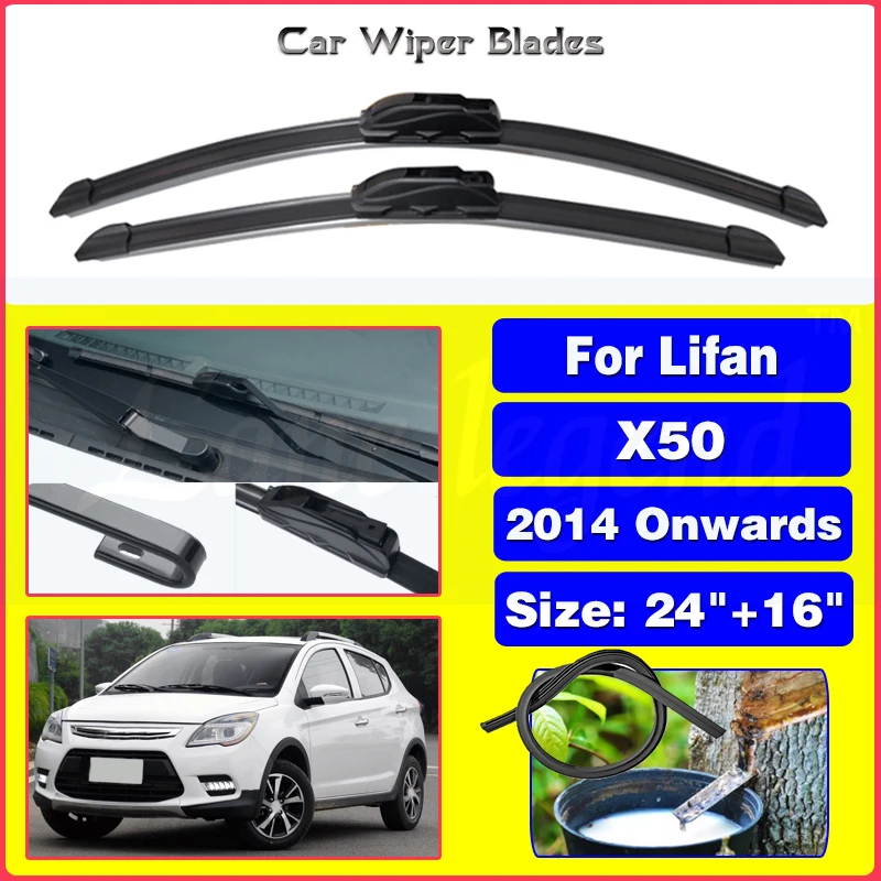 

Car Wiper Blade For Lifan X50 Hatchback 2014 Onwards Front Window Washer Windscreen Windshield Wiper Blades Accessorie 24"+16"