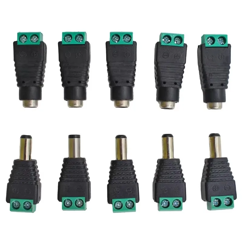5pcs 12V DC Power Connector Plug Jack Male Female Socket Barrel 2.1mm x 5.5mm Adapter for CCTV Camera LED Strip Supply Terminal