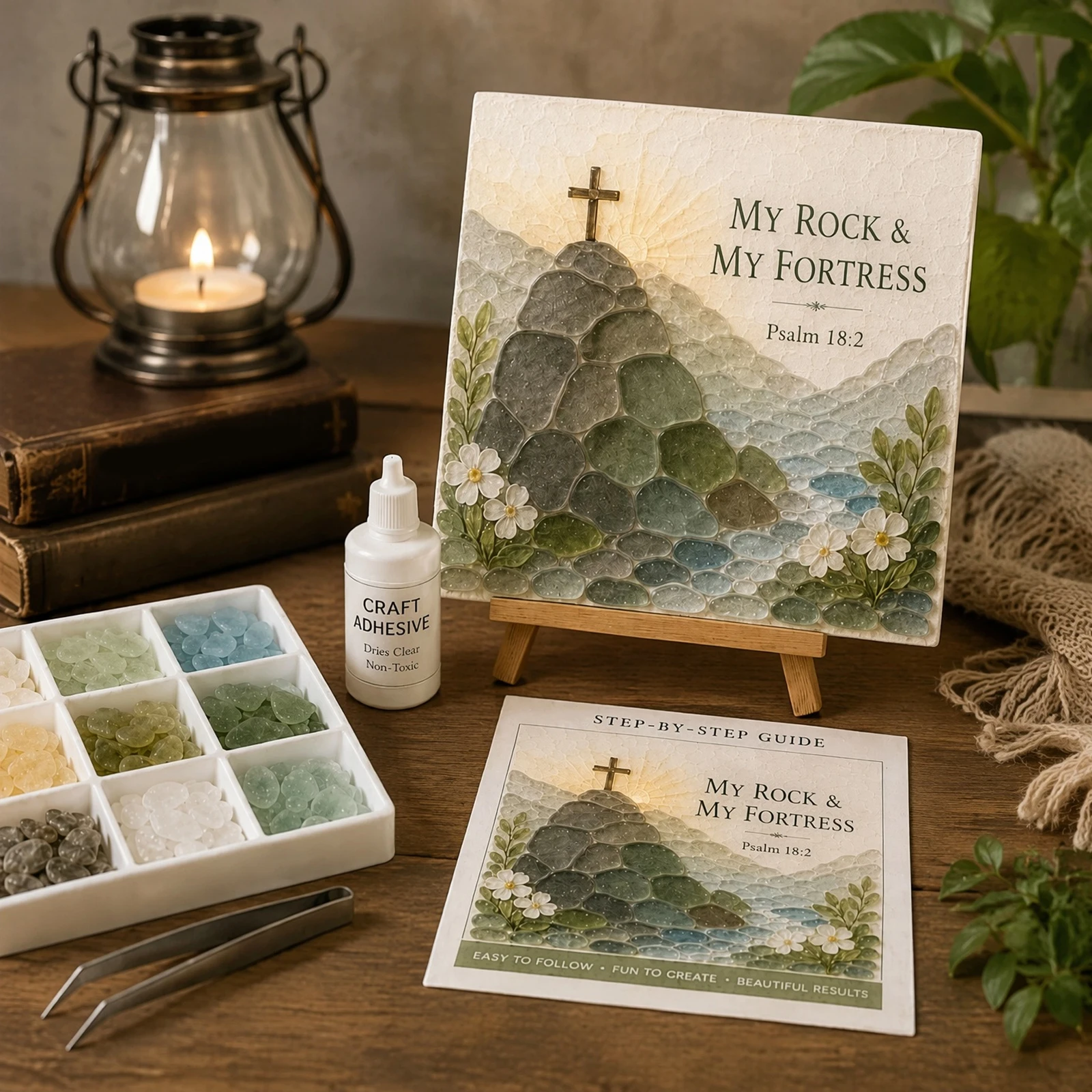 DIY Christian Craft Kit Psalms Christian Wall Mosaic Craft Kits Handmade Colorful Glass Decor Set Religious Gift for Women