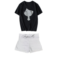 Y2 Fashion Women's Shorts Set Black Short sleeved Top with White Shorts Spring/Summer 2025 New Style