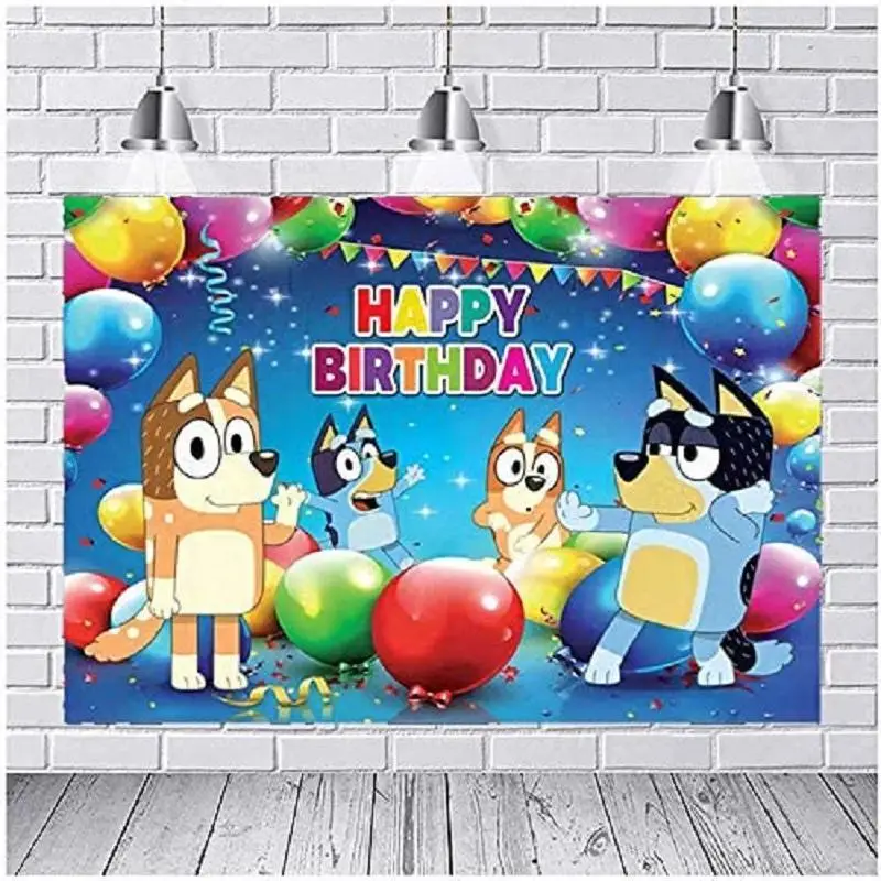 Cartoon Blue-y Backdrop For Children Birthday Party Supplies Blue Background For Photography Banner Decorations Photo Backdrop