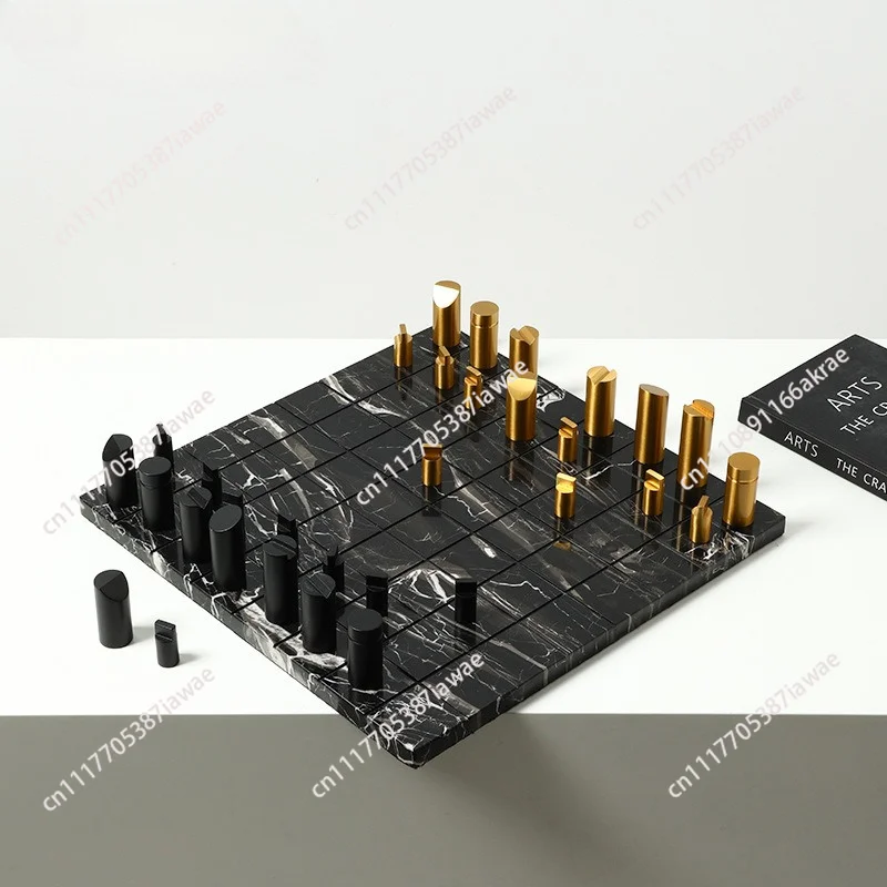 Italian game chess marble ornaments home villa desk high-end crafts