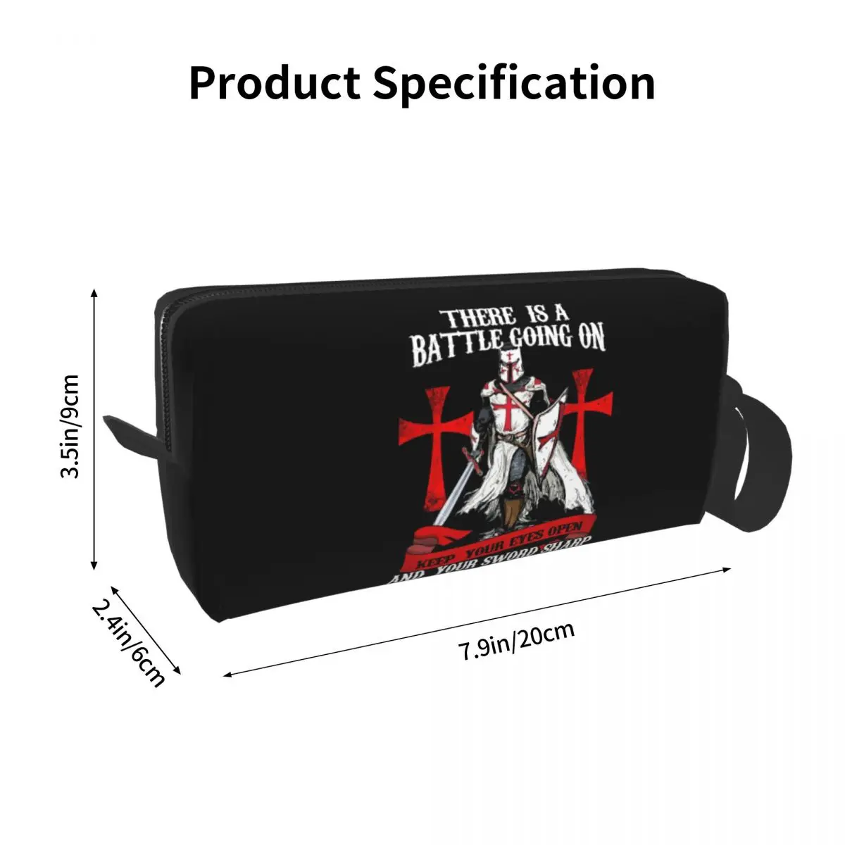 Knights Templar Cross Shield Symbol Medieval Sword Emblem Secret Order Makeup Bag Cosmetic Organizer Storage Dopp Kit