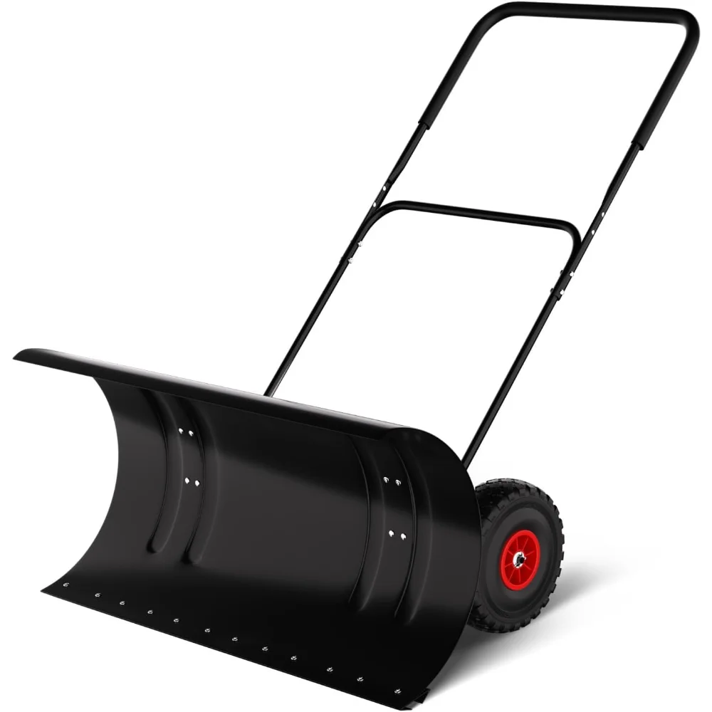 

29" Heavy Duty Snow Shovel with Wheels, Adjustable Blade & Height for Efficient Removal
