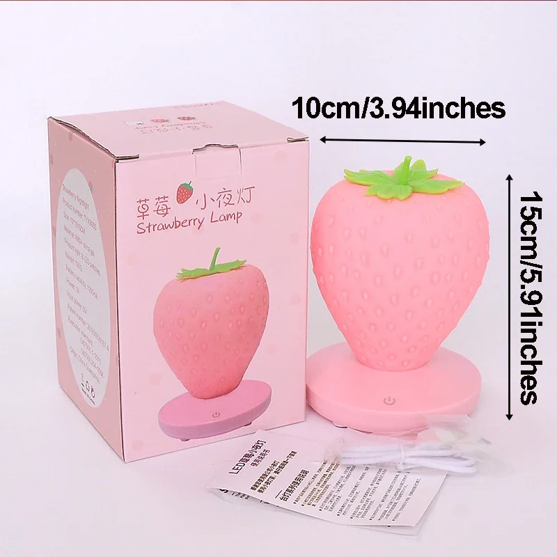 Lámpara LED de noche de fresa, lámpara de noche con Sensor táctil de silicona, luz nocturna para decoración de dormitorio de niños y niños