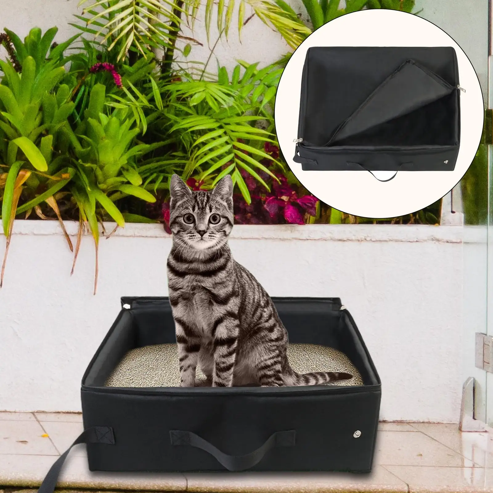 Portable Cat Litter Pan Splash Proof Packable Waterproof for Travel Outdoor