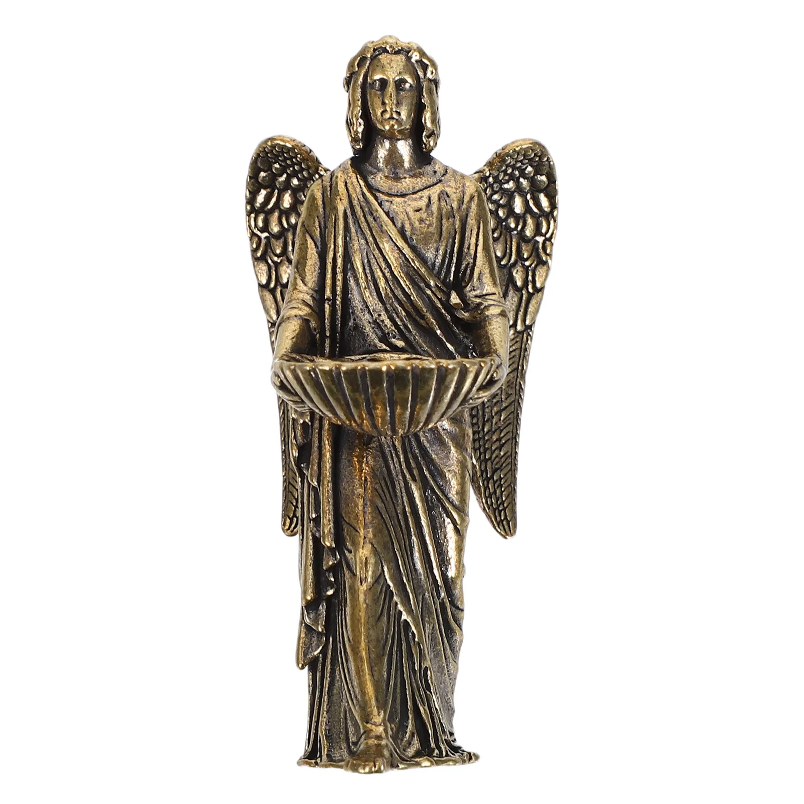 

Brass Angel Wings Sculpture Guardian Angel Statue Tabletop Religious Figurines for Christmas, Wedding, and First Communion Decor