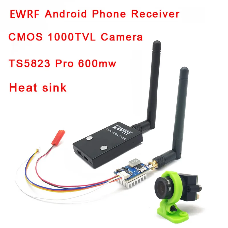 

EWRF New Receiver FPV Video Transmission VTX Transmitter +5.8G 600mw Transmitter TS5823 Pro+CMOS 1000TVL Camera with heat sink