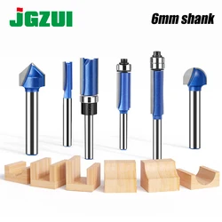 1-4Pcs Professional 6mm Shank Woodworking Router Bits Set,Trimming Knife Engraving Machine,Slotted Straight Knife Milling Cutter