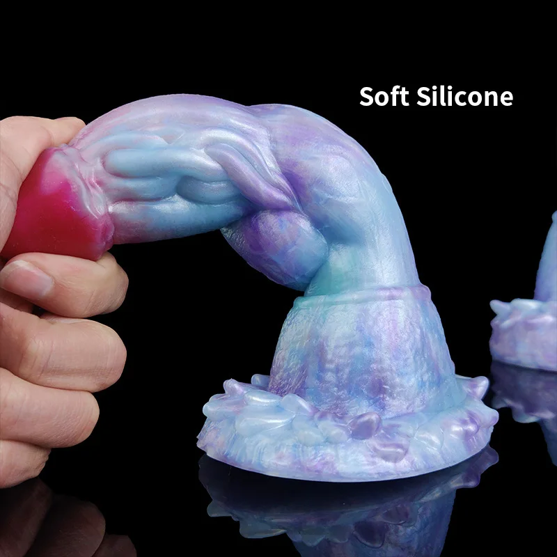 YOCY S/M/L Ice Dragon Anal Plug Silicone Monster Dildo With Sucker Big Knot Penis Butt Masturbator Sex Toy For Women Men