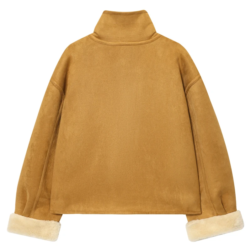 Women's Suede Jacket Women's Demi-Season Jacket Coat Winter Jackets Outerwears Women Tops Double Side Jackets Long Sleeve Tops