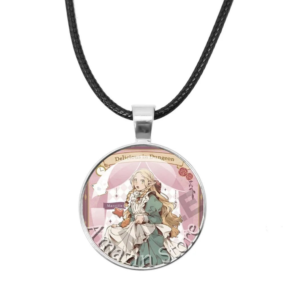 Colar de Corda de Couro de 25mm, Mais Vendidos, Pins do Anime Delicious in Dungeon, Pingente de Desenho Animado Raios Tuden Marcille, Acessório de Presente JD027