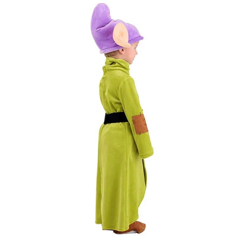 AA وات Dopey تأثيري سنو وايت والأقزام السبعة الأولاد ارتداءها قبعة دعوى هالوين زي الملابس Outfits2025 جديد