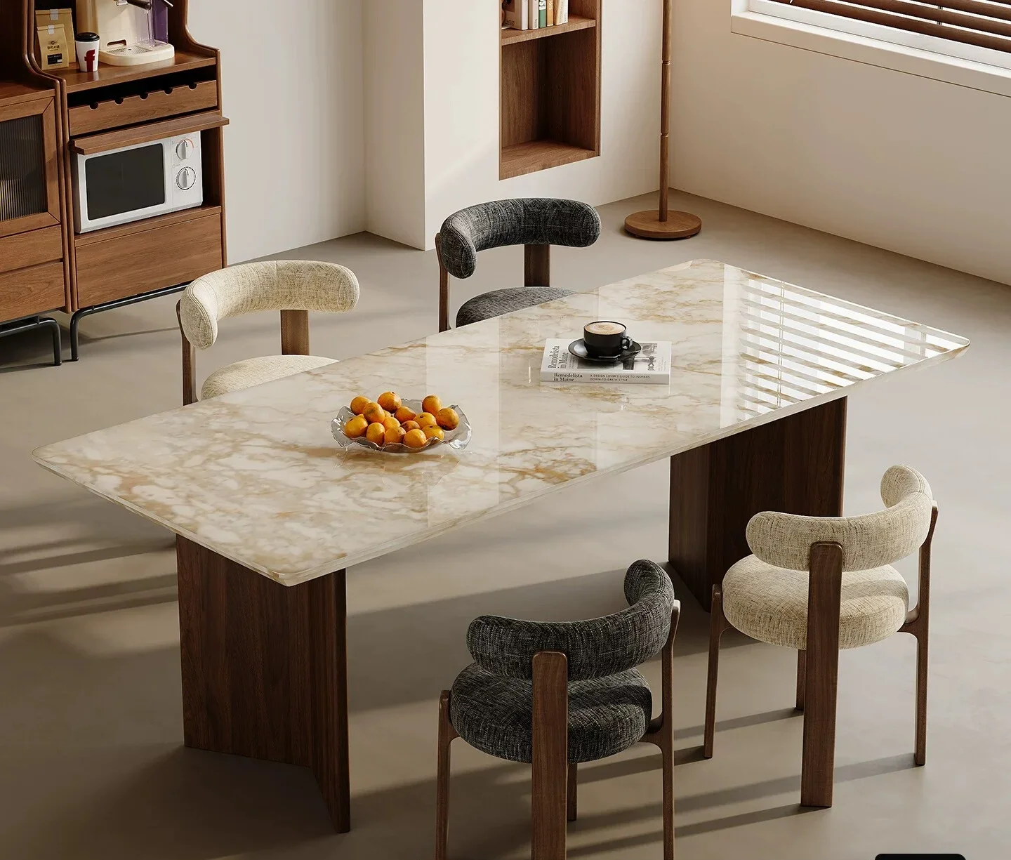 DSA luxury stone Bulgari gold high-end household small apartment rectangular marble dining table