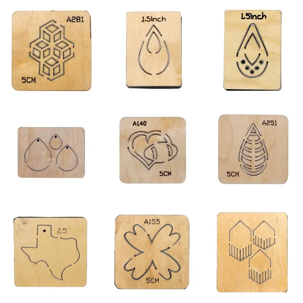 Earring Multi Shape Pattern Leather Cutting Mold Wooden Dies DIY Leather Cutter Crafts Steel Punch Cut Dies,1Yc39091