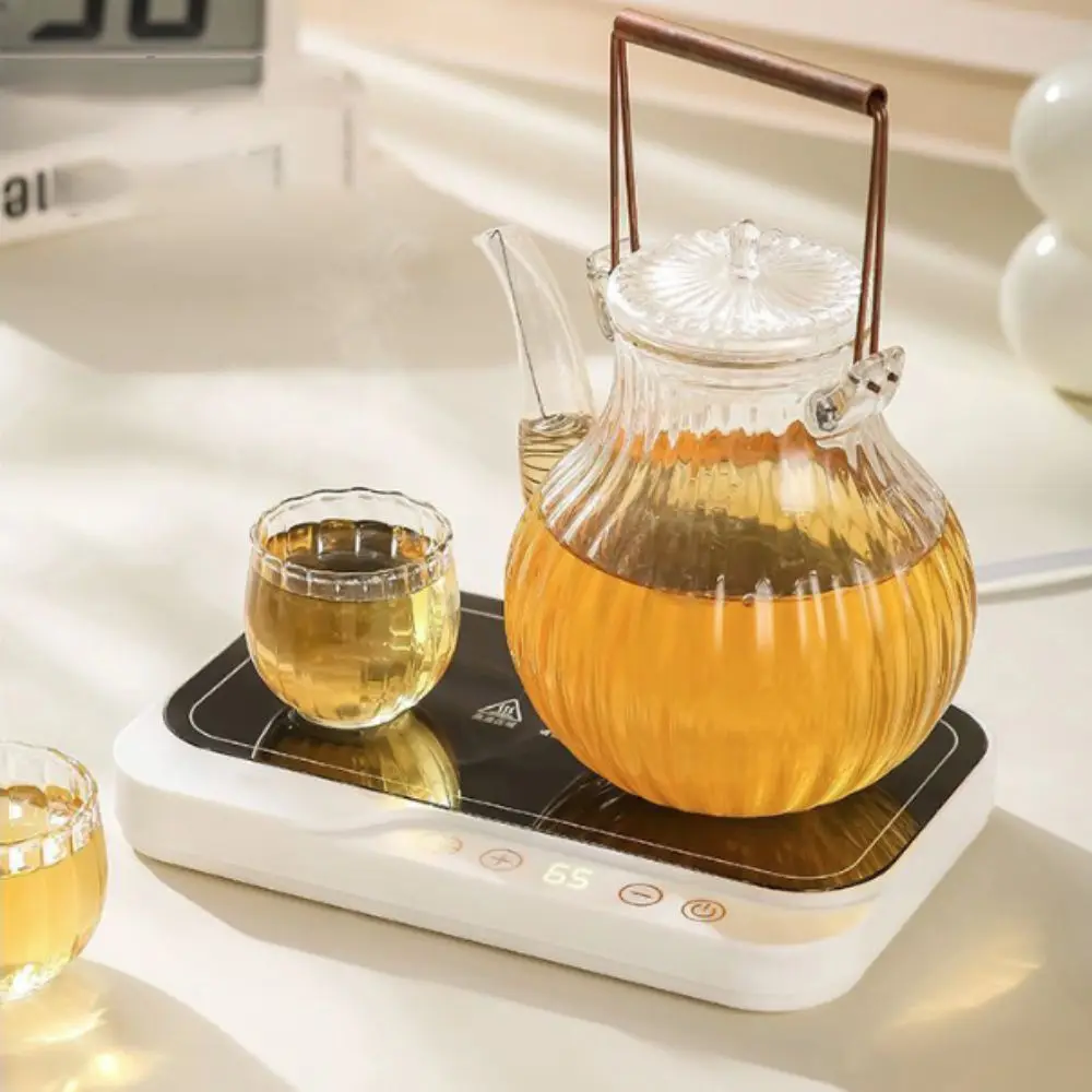 Touch Panel Electric Cup Heating Coaster with Silicone Pad Adjustable 8 Gear Temperature Mug Warmer Fast Heating