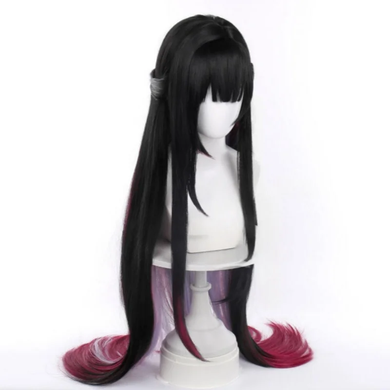 HSR Helektra Cosplay Wig Hysilens Black Purple Red Mixed Wig Cosplay Heat Resistant Synthetic Wig Halloween Costume + Wig Cap