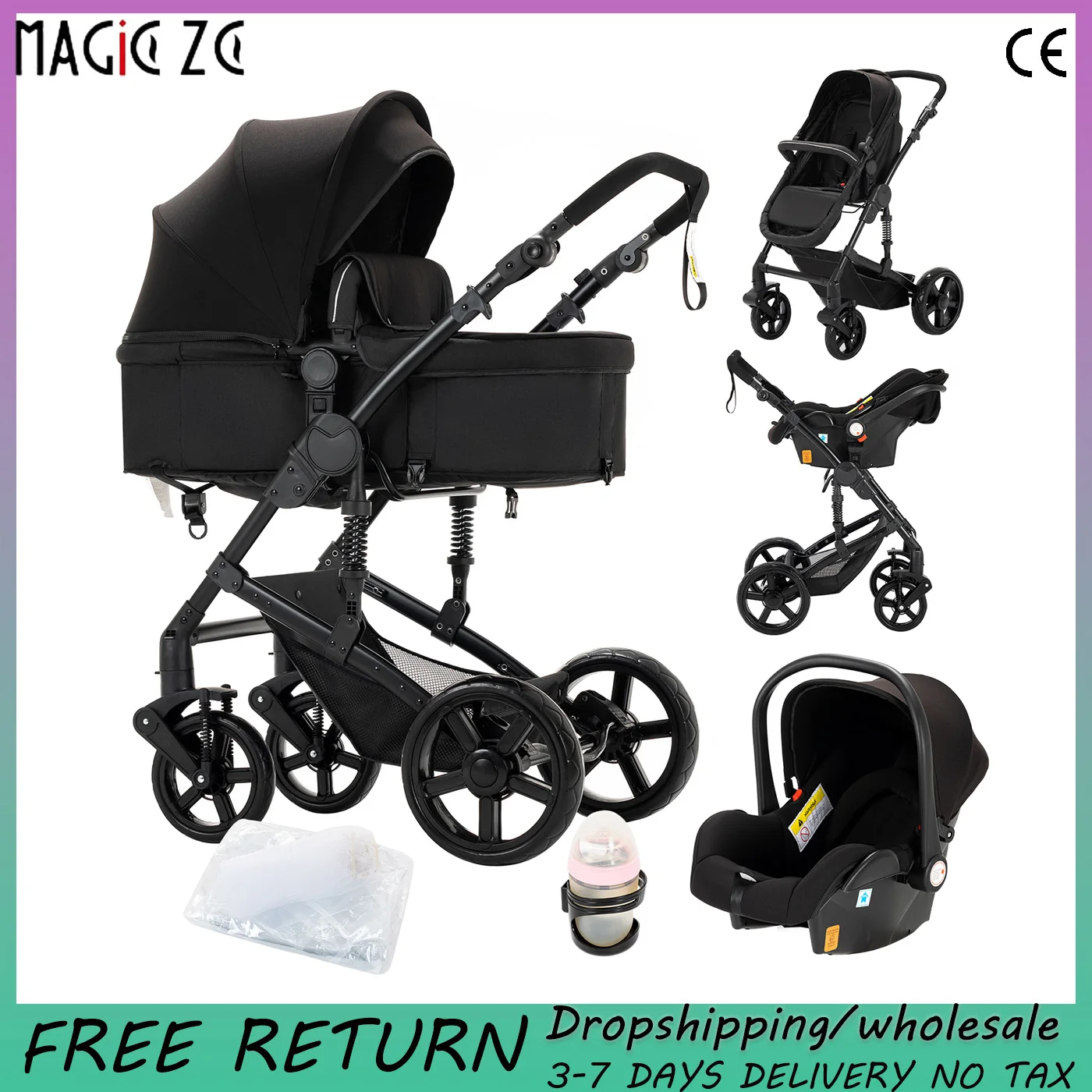 3 in 1 유모차 무료 배송 경량 접이식 유모차 아기 유모차 가벼운 카트 아기차 컴팩트 접이식 유모차 고급형
